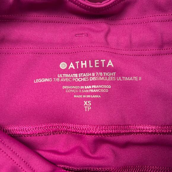 Athleta Leggings Ultimate Stash II Pocket 7/8 Tight Women's XS Magenta Workout - Picture 6 of 9